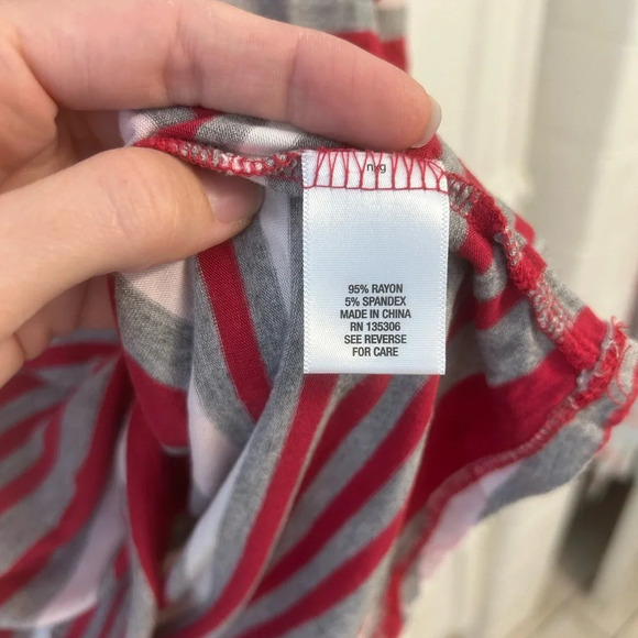 Sunday 3/4 sleeve t shirt striped red white pink size M - Picture 5 of 8